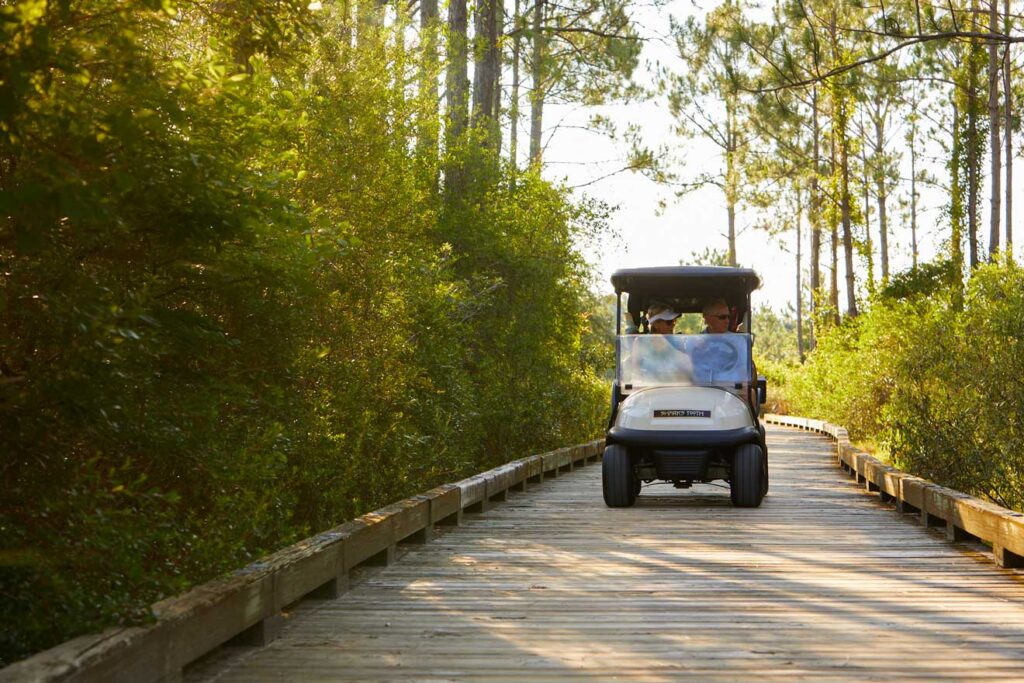 Green space and shaded community trail at Watersound Origins