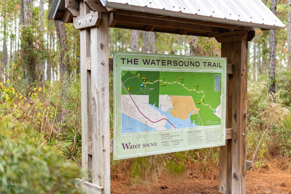 Scenic Watersound Origins trail at golden hour